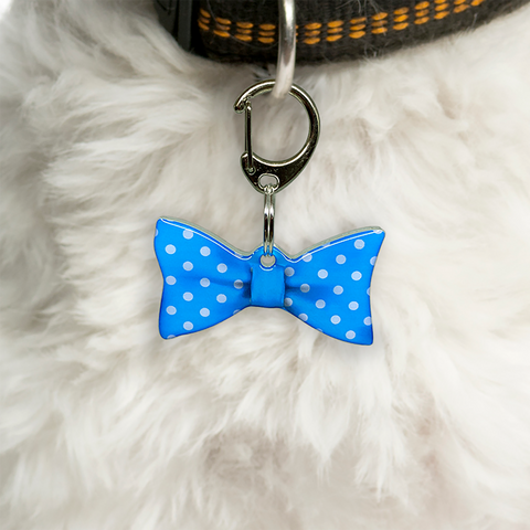 Butterfly Polka Dots Bowtie Pet ID Tag