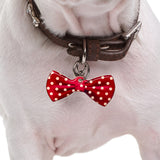 Round Club Polka Dots Bowtie Pet ID Tag