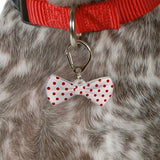 Round Club Polka Dots Bowtie Pet ID Tag