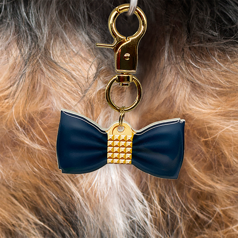 Golden Brooch Bowtie Pet ID Tag