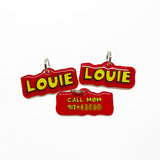 Comic Font Superhero Pet ID Tag