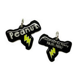 Black Lightning Bolt Black Pet ID Tag