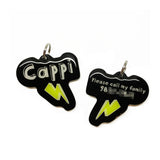Black Lightning Bolt Black Pet ID Tag