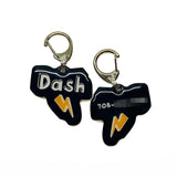 Black Lightning Bolt Black Pet ID Tag