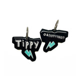 Black Lightning Bolt Black Pet ID Tag