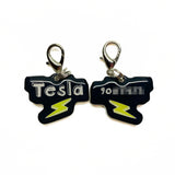 Black Lightning Bolt Black Pet ID Tag