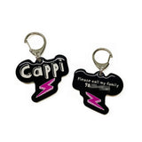 Black Lightning Bolt Black Pet ID Tag