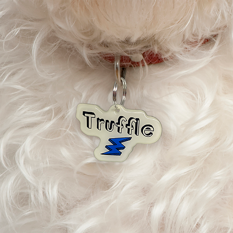 Lightning Bolt Linen Pet ID Tag