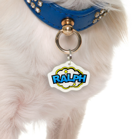 Speech Bubble Superhero Pet ID Tag