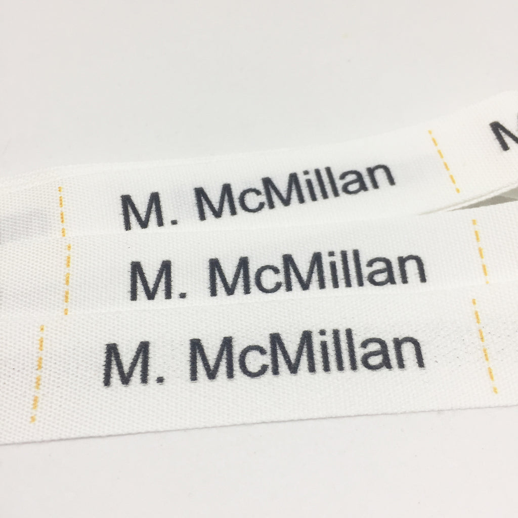Fabric sew-on name labels (Size S 55x15mm 25 labels/set)