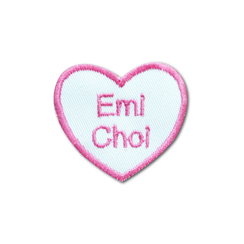 Embroidered name patch heart