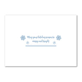 Blue card inside (bi-fold) or back (flat)