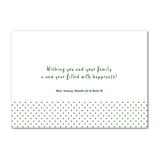 Green card inside (bi-fold) or back (flat)