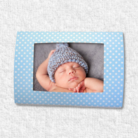Photo-insert birth announcements (Blue)