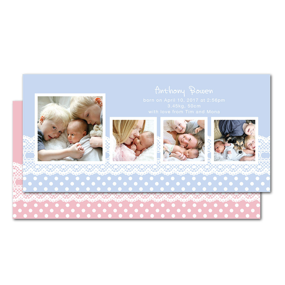 Polka Dots Lace Birth Announcements