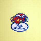 Race car embroidered name patches | Iron-on & Sew-on | Blank Sheet